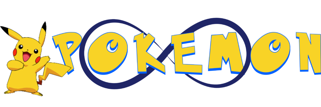 word "pokémon" in bold, stylized yellow letters with a blue outline, next to an image of pikachu, the iconic yellow electric-type pokémon